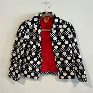 Tory Burch blazer size 6 blue and white polka dots